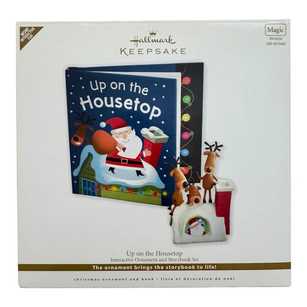 HALLMARK 2010 Up On The Housetop Interactive Ornament & Story Book 2pc Set (NEW)